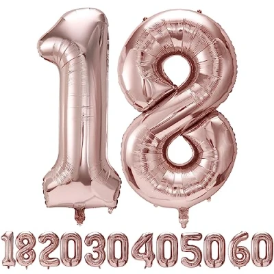 Afbeelding van 18e verjaardag decoratie 18 ballonnen roségoud ballon 40&quot; 101cm meisjes jongens folieballon cijfer voor vliegen met helium