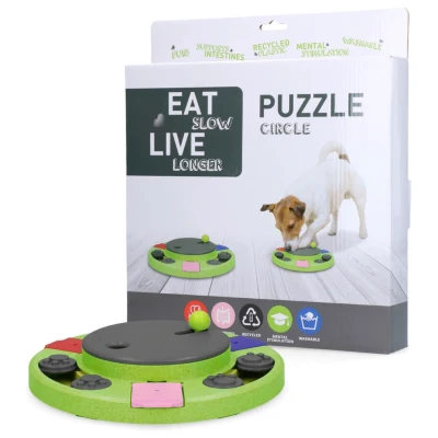 Afbeelding van Eat Slow Live Longer Puzzle Circle Hondenspeelgoed Ø27x5 cm Groen