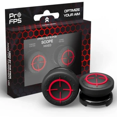 Afbeelding van ProFPS Thumbsticks voor Playstation 4 (PS4) en 5 (PS5) Thumb Grips Aim Assistant eSports 1 Concave Low Rise, Domed Mid Rise Mixed Set