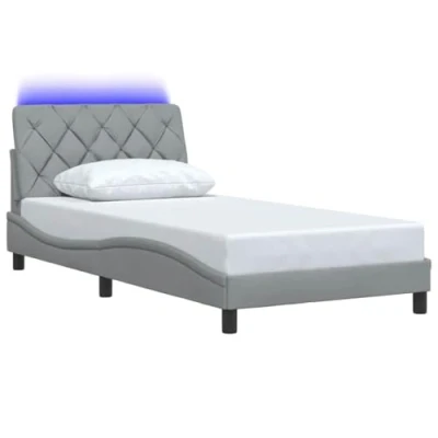 Afbeelding van vidaXL Bedframe met LED verlichting stof lichtgrijs 100x200 cm
