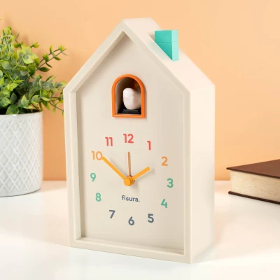 Afbeelding van Fisura Koekoek Wekker huisje multicolor. Originele analoge wekker. met wijzers, snooze knop en licht. Werkt op 3 AA batterijen (niet inbegrepen)