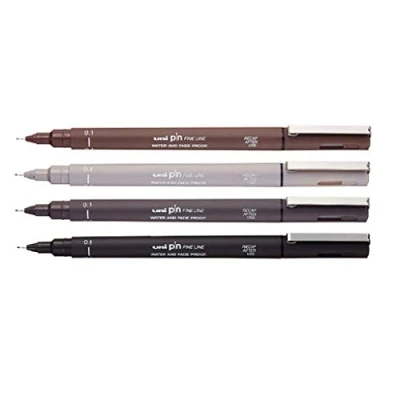 Afbeelding van UniBall Uni Pin Fineliner Mix 4 Stuks 0,1 mm Sepia, Lichtgrijs, Donkergrijs, Zwart