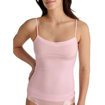 Afbeelding van CALIDA Cate spaghetti top voor dames, met satijnen inzetstuk op de hals, verstelbare bandjes, Frappe Rose roze, 36 38