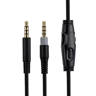 Afbeelding van HyperX Cloud Alpha Reservekabel, compatibel met gaming headset, inline mute knop, volumeregeling microfoon, 1,5 meter hoofdtelefoon audio verlengkabel, zwart