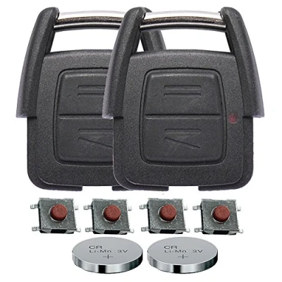 Afbeelding van Repair reparatieset behuizing draadloze sleutel afstandsbediening autosleutel 2X 2 knoppen 4X microknop CR2032 batterij compatibel met Opel