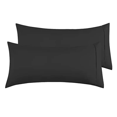 Afbeelding van Kussenslopen Voor Tweepersoonsbed 50x90 cm, Set van 2 Microvezel met Envelopsluiting Zwart
