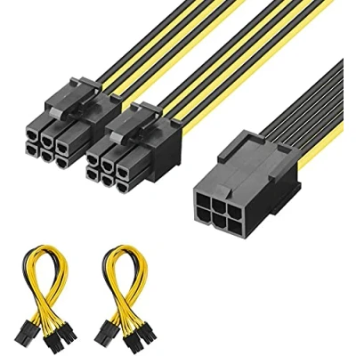 Afbeelding van J&amp;D (2 Pack) 6 Pins Vrouwelijk Naar Dubbel Mannelijk PCI Express (PCIe) Grafische Videokaart Stroomsplitterkabel, 20 cm