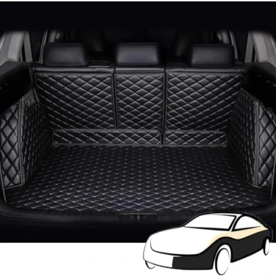 Afbeelding van Kofferbakmatten Kofferbakmatbeschermer voor Nissan Qashqai (J12) 2022 2023 2024 Volledige Dekking Lederen Kofferbakmat Tapijten Maatwerk Styling Accessoires,Blackstyle