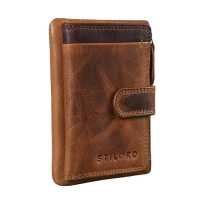 Afbeelding van STILORD &#039;Garrett&#039; Lederen Kaarthouder met Sleuteletui voor Mannen Vrouwen Mini RFID Wallet Kleine Portemonnee Vintage Card Case Echt Leer, Kleur:kara cognac