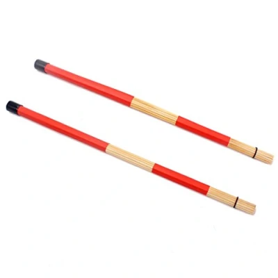 Afbeelding van Alnicov Paar 40CM Bamboe Staaf Drum Borstels Sticks voor Jazz Folk Muziek (Rood)