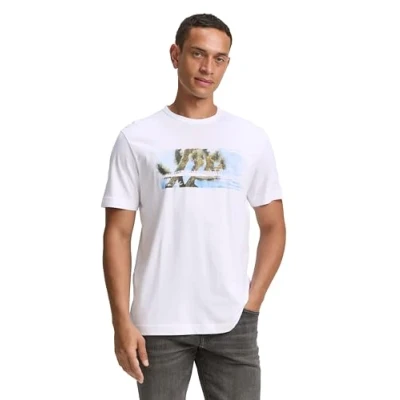 Afbeelding van TOM Tailor Photo Tshirt print, Heren, Maat: Small, White