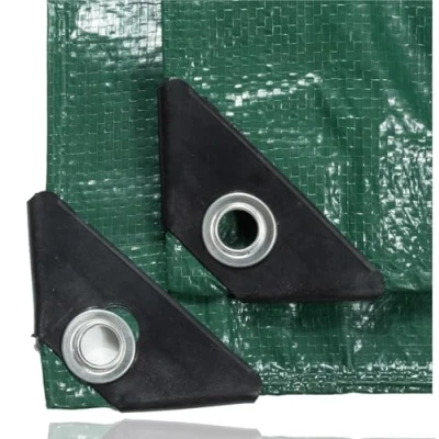 Afbeelding van 2 x 3 afdekzeil, 200 g/m², groen, zeil met ringen, waterdicht, tuinzeil en beschermzeil, multifunctioneel zeil, bouwzeil voor tentzeil, zeildoek, camping