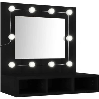 Afbeelding van vidaXL Spiegelkast met LED verlichting 60x31,5x62 cm zwart