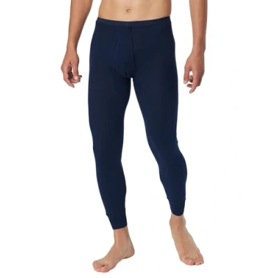 Afbeelding van Schiesser Lange herenonderbroek met gulp, origineel fijn geribbeld ondergoed, Donkerblauw, 6