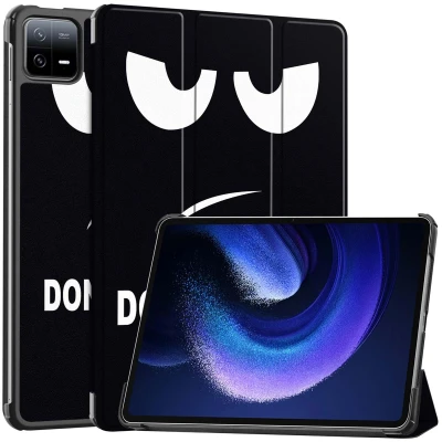 Afbeelding van Xiaomi Pad 6 Hoes: iMoshion Design Trifold Bookcase Don&#039;t touch Kunstleder Tablet Hoezen
