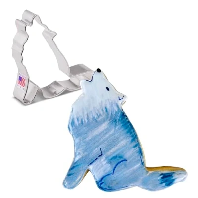 Afbeelding van Howling Wolf Cookie Cutter, 4 inch Gemaakt in de VS door Ann Clark