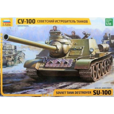 Afbeelding van ZVEZDA 500783688 1:35 SU 100 Soviet Tank Destroyer WWII, modelbouw, bouwpakket, standmodelbouw, hobby, knutselen, plastic bouwset, ongelakt