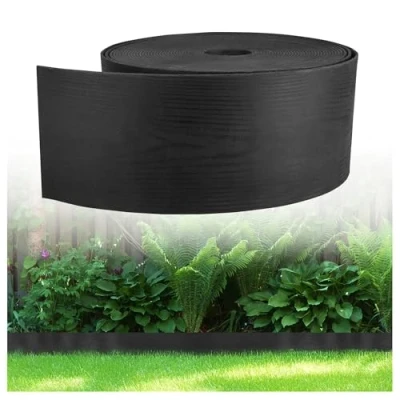 Afbeelding van GARDENIX Flexibele houtlook WoodBorder gazonrand perkomranding kunststof lengte 10m, hoogte 13 cm, zwart