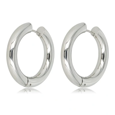Afbeelding van grote zilverkleurige oorring 30x5 mm Klassieke Met luxe cadeauverpakking