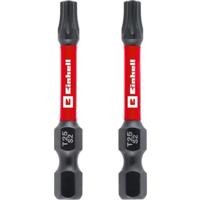 Afbeelding van Originele Einhell Impact bits, 2 delig, 50 mm, T25 (S2 staal, torsiezone, efficiënte krachtoverbrenging, rode kleurring, C 6,3 schacht)