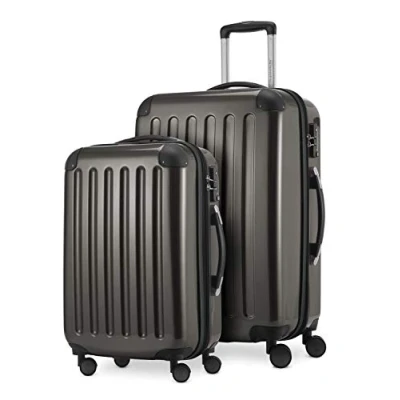 Afbeelding van HAUPTSTADTKOFFER Alex 2 delige Kofferset harde schaal glanzend, middelgrote koffer 65 cm + handbagage 55 cm, 74 42 liter, TSA, grafiet, grafietgrijs,