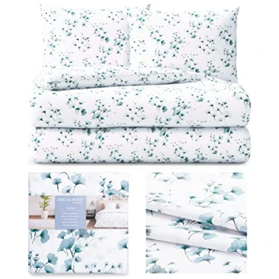 Afbeelding van AmeliaHome 3 delig beddengoed 200 x cm met 2 kussenslopen 80 100% katoen ritssluiting Averi bloemenpatroon Aruba
