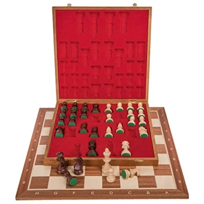Afbeelding van SQUARE Pro Schaak Set nr. 6 MAHONIE LUX Schaakfiguren en Schaakbord van hout