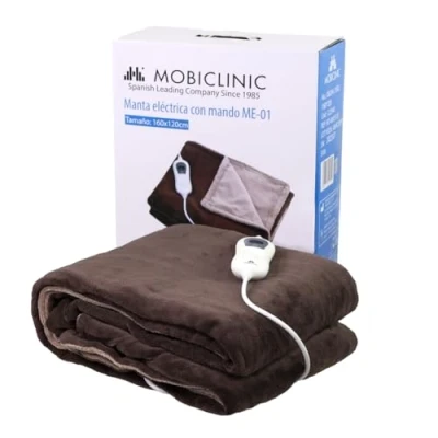 Afbeelding van Mobiclinic ME 01 Elektrische deken Warmtedeken met afstandsbediening 160x120 cm Instelbare temperatuur Oververhittingsbescherming 3 Standen Snel opwarmen Wasbaar Automatische uitschakeling Bruin