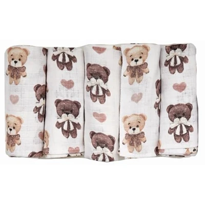Afbeelding van FENSILO Baby hydrofieldoeken, spuugdoeken, 5 stuks, 70 x 80 cm, voor baby&#039;s en pasgeborenen, mousselinedoeken jongens meisjes, spuugdoeken van katoen, afvegen, 10014