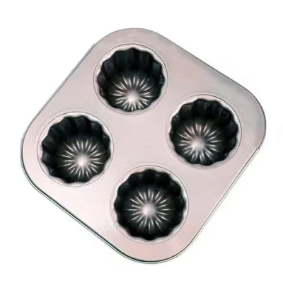 Afbeelding van Cannele Mould Nonstick Cupcake Muffin Mallen Gouden Canneles Tin Bakvormen Koolstofstaal (4 holte)