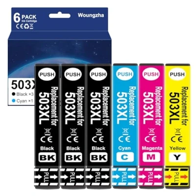 Afbeelding van Woungzha 503XL inktpatronen, compatibel met Epson 503 XL, voor Expression Home XP 5200 5205 Workforce WF 2960DWF 2965DWF (6 stuks)