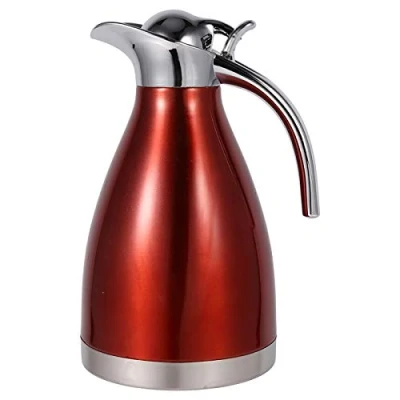 Afbeelding van Thermo pot, roestvrijstalen koffie theepot Dubbelwandige vacuüm geïsoleerde thermoskan Warmwaterkruik met handvat(1.5L rood)