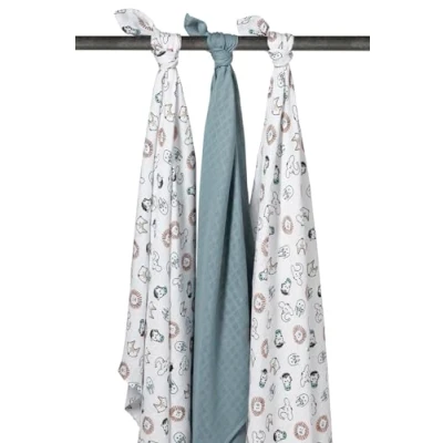 Afbeelding van Meyco hydrofiele swaddles 120x120 cm (set van 3) animal/uni