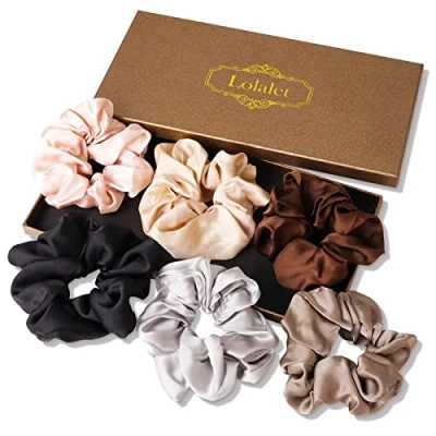 Afbeelding van Lolalet 6 Stuks Haar Scrunchies Voor Vrouwen Meisjes, Scrunchie Satijn, Fluffy Set Dik Krullend Lange Fijne Haaraccessoires Scrunchy