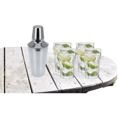 Afbeelding van Cocktailshaker met 4x Cocktailglazen Mojito transparant 410 ml