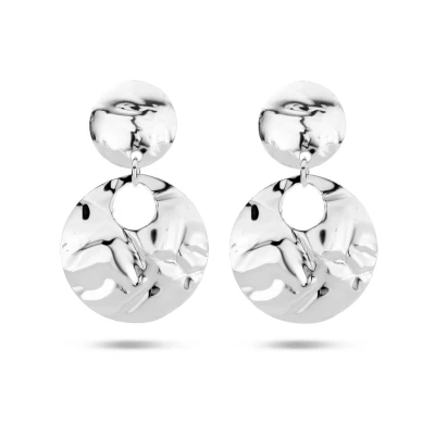 Afbeelding van zilver gerhodineerd oorhangers rondjes 1334885
