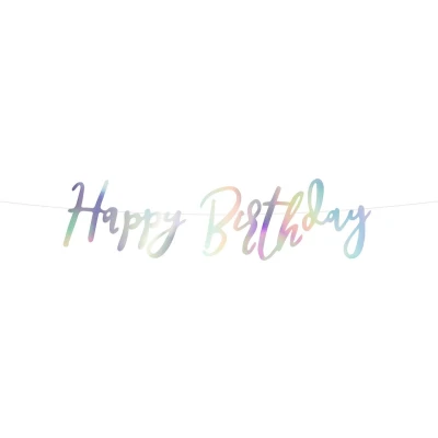 Afbeelding van Verjaardag Slinger Happy Birthday Zilver 62cm