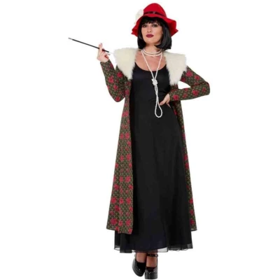 Afbeelding van Smiffy&#039;s Jaren 20 Danseressen Kostuum Gangster Dame Bonnie Vrouw Rood, Groen, Zwart Small Carnavalskleding Verkleedkleding