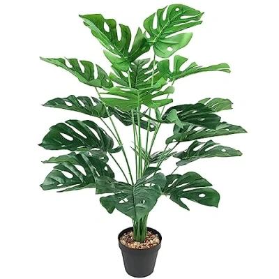 Afbeelding van AIVORIUY Kunstplant in pot, kunstplanten, decoratieve plant, groene Monstera, zijden bloemen, groen, gesplitste hulpplant, zijdeplant, kamerplant, kunstbloem, decoratie, kantoorplant, plastic