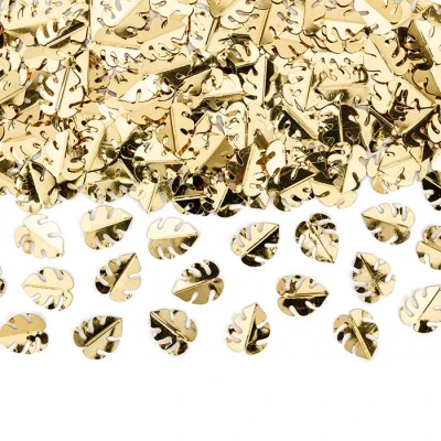 Afbeelding van Generiek Tafelconfetti tropische bladeren, goudkleurig, metallic, 15 g