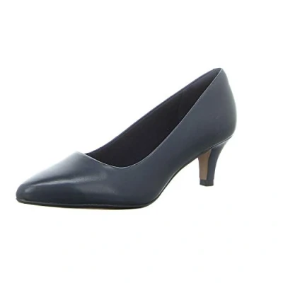 Afbeelding van Clarks Dames Linvale Jerica Pomp, Medium, Blauw Navy Leer, 39.5 EU