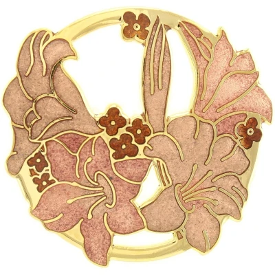Afbeelding van Behave® Broche met bloem surfinia bruin roze emaille sierspeld sjaalspeld