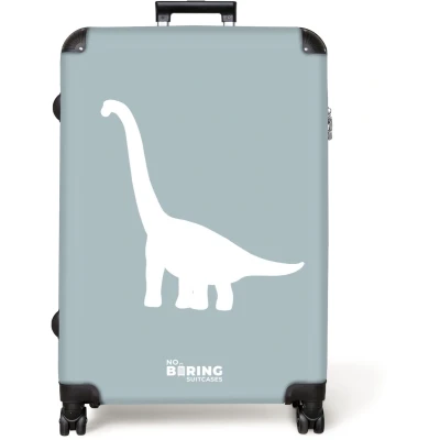 Afbeelding van NoBoringSuitcases.com® Koffer groot Reiskoffer lichtgewicht Blauw met Brachiosaurus dino Rolkoffer 4 wielen Grote trolley XL 98 liter bagage