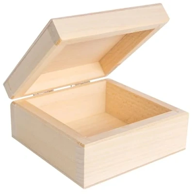 Afbeelding van Creative Deco Klein Houten Doos met Deksel Baby Herinneringsdoos Sieradendoos 10x10x5 cm (+/ 0,5 cm) Onbeschilderd Natuurlijk Ideaal voor Decoupage, Opbergen