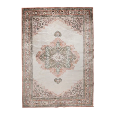 Afbeelding van Dutchbone Vloerkleed Mahal 200x300 cm Roze/Olijfgroen Stof