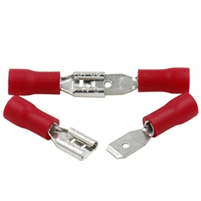 Afbeelding van Heschen Mannelijk/Vrouw Quick Disconnects Vinyl geïsoleerd, FDD+MDD1.25 187, 4,8 x 0,5 mm Kabelterminal, voor 1,5 mm² (22 16 AWG), Rood, 100Pack