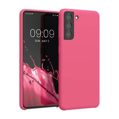 Afbeelding van kwmobile telefoonhoesje geschikt voor Samsung Galaxy S21 Hoesje met siliconen coating Smartphone case in awesome pink