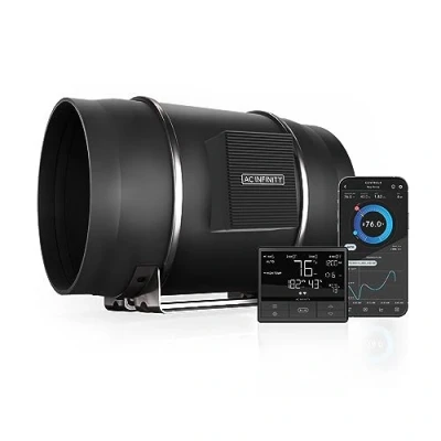 Afbeelding van AC Infinity Cloudline T10, stille 10 inch inline kanaalventilator met temperatuur vochtigheidsregelaar, afvoerventilator voor verwarmingskoelversterkers, tenten, hydrocultuur