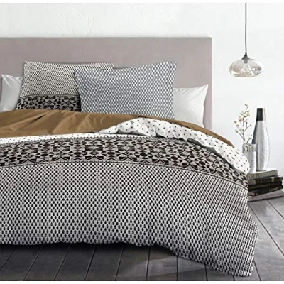 Afbeelding van Home Linge Passion Dekbedovertrek 3 delig 100% katoen 57 draden tweepersoonsbed 240 x 260 cm Night Berbere grijs taupe