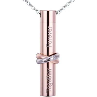 Afbeelding van Fako Bijoux® Ashanger / Assieraad Cilinder Together Forever Rosé Goudkleurig